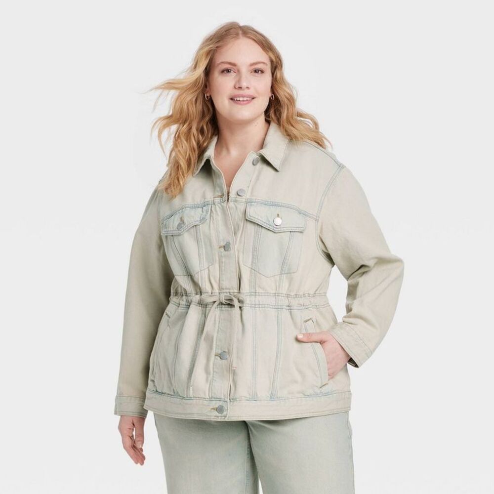 Women's Denim Cinched Jacket - Universal Thread Vintage Wash XXL